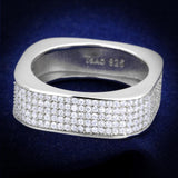 Rhodium 925 Sterling Silver Ring with AAA Grade CZ  in Clear