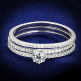 Rhodium 925 Sterling Silver Ring with AAA Grade CZ  in Clear