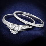 Rhodium 925 Sterling Silver Ring with AAA Grade CZ  in Clear