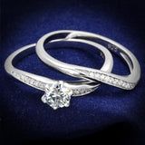 Rhodium 925 Sterling Silver Ring with AAA Grade CZ  in Clear