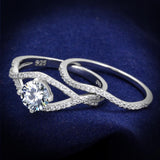 Rhodium 925 Sterling Silver Ring with AAA Grade CZ  in Clear