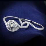 Rhodium 925 Sterling Silver Ring with AAA Grade CZ  in Clear