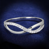 Rhodium 925 Sterling Silver Ring with AAA Grade CZ  in Clear