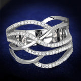 Rhodium 925 Sterling Silver Ring with AAA Grade CZ  in Clear