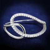Rhodium 925 Sterling Silver Ring with AAA Grade CZ  in Clear