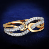 Rose Gold + Rhodium 925 Sterling Silver Ring with AAA Grade CZ  in Clear