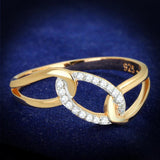 Rose Gold + Rhodium 925 Sterling Silver Ring with AAA Grade CZ  in Clear