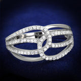 Rhodium 925 Sterling Silver Ring with AAA Grade CZ  in Clear