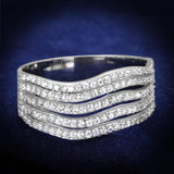 Rhodium 925 Sterling Silver Ring with AAA Grade CZ  in Clear