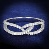 Rhodium 925 Sterling Silver Ring with AAA Grade CZ  in Clear