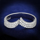 Rhodium 925 Sterling Silver Ring with AAA Grade CZ  in Clear