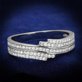 Rhodium 925 Sterling Silver Ring with AAA Grade CZ  in Clear