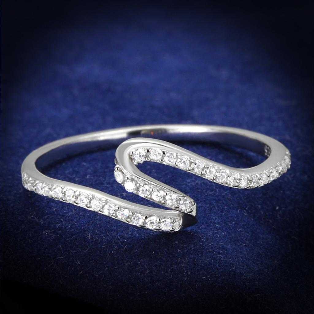 Rhodium 925 Sterling Silver Ring with AAA Grade CZ  in Clear