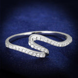 Rhodium 925 Sterling Silver Ring with AAA Grade CZ  in Clear