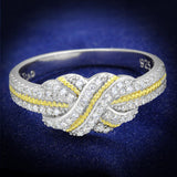 Reverse Two-Tone 925 Sterling Silver Ring with AAA Grade CZ  in Clear
