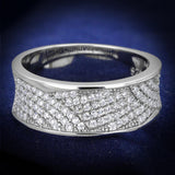 Rhodium 925 Sterling Silver Ring with AAA Grade CZ  in Clear