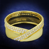 Gold 925 Sterling Silver Ring with AAA Grade CZ  in Clear