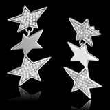 Rhodium 925 Sterling Silver Earrings with AAA Grade CZ  in Clear