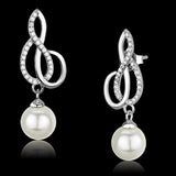 Rhodium 925 Sterling Silver Earrings with Synthetic Pearl in Citrine Yellow