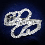 Rhodium 925 Sterling Silver Ring with AAA Grade CZ  in Clear