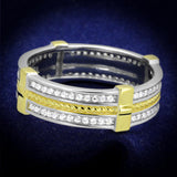 Reverse Two-Tone 925 Sterling Silver Ring with AAA Grade CZ  in Clear