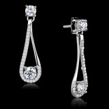 Rhodium 925 Sterling Silver Earrings with AAA Grade CZ  in Clear