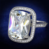 Rhodium 925 Sterling Silver Ring with AAA Grade CZ  in Clear