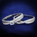 Rhodium 925 Sterling Silver Ring with AAA Grade CZ  in Clear