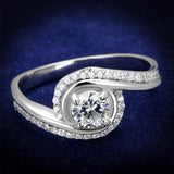 Rhodium 925 Sterling Silver Ring with AAA Grade CZ  in Clear