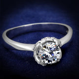 Rhodium 925 Sterling Silver Ring with AAA Grade CZ  in Clear