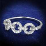 Rhodium 925 Sterling Silver Ring with AAA Grade CZ  in Clear