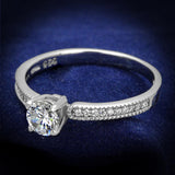 Rhodium 925 Sterling Silver Ring with AAA Grade CZ  in Clear