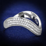 Rhodium 925 Sterling Silver Ring with AAA Grade CZ  in Clear