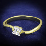 Gold 925 Sterling Silver Ring with AAA Grade CZ  in Clear