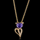 Rose Gold 925 Sterling Silver Chain Pendant with AAA Grade CZ  in Amethyst