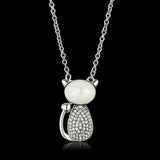 Rhodium 925 Sterling Silver Chain Pendant with Synthetic Synthetic Glass in Clear