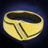 Gold 925 Sterling Silver Ring with AAA Grade CZ  in Black Diamond