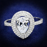 Rhodium 925 Sterling Silver Ring with AAA Grade CZ  in Clear