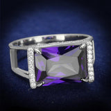 Rhodium 925 Sterling Silver Ring with AAA Grade CZ  in Amethyst