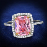 Rose Gold + Rhodium 925 Sterling Silver Ring with AAA Grade CZ  in Rose