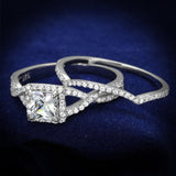Rhodium 925 Sterling Silver Ring with AAA Grade CZ  in Clear
