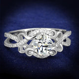 Rhodium 925 Sterling Silver Ring with AAA Grade CZ  in Clear