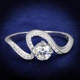 Rhodium 925 Sterling Silver Ring with AAA Grade CZ  in Clear
