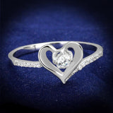 Rhodium 925 Sterling Silver Ring with AAA Grade CZ  in Clear