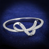Rhodium 925 Sterling Silver Ring with AAA Grade CZ  in Clear