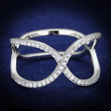Rhodium 925 Sterling Silver Ring with AAA Grade CZ  in Clear