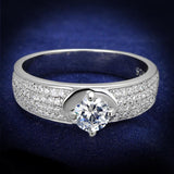 Rhodium 925 Sterling Silver Ring with AAA Grade CZ  in Clear
