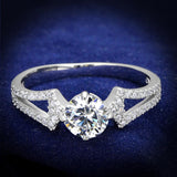 Rhodium 925 Sterling Silver Ring with AAA Grade CZ  in Clear