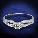 Rhodium 925 Sterling Silver Ring with AAA Grade CZ  in Clear