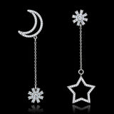 Rhodium 925 Sterling Silver Earrings with AAA Grade CZ  in Clear